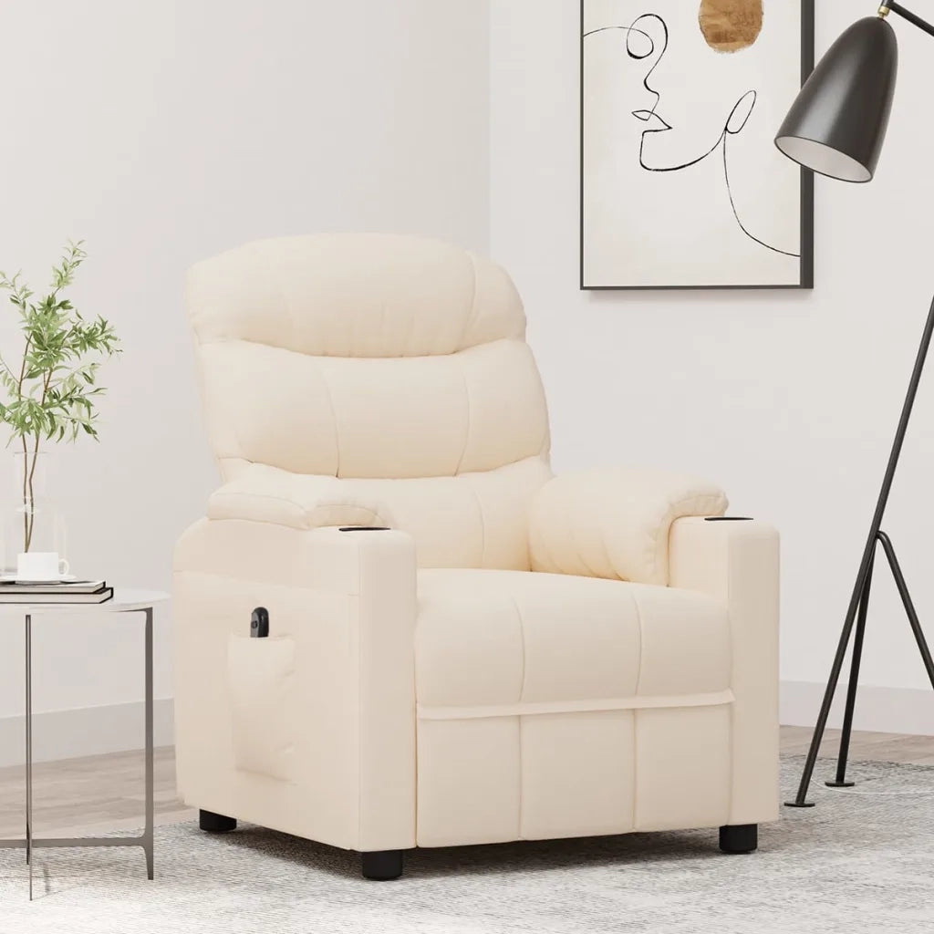 Poltrona Elettrica Reclinabile Crema in Tessuto