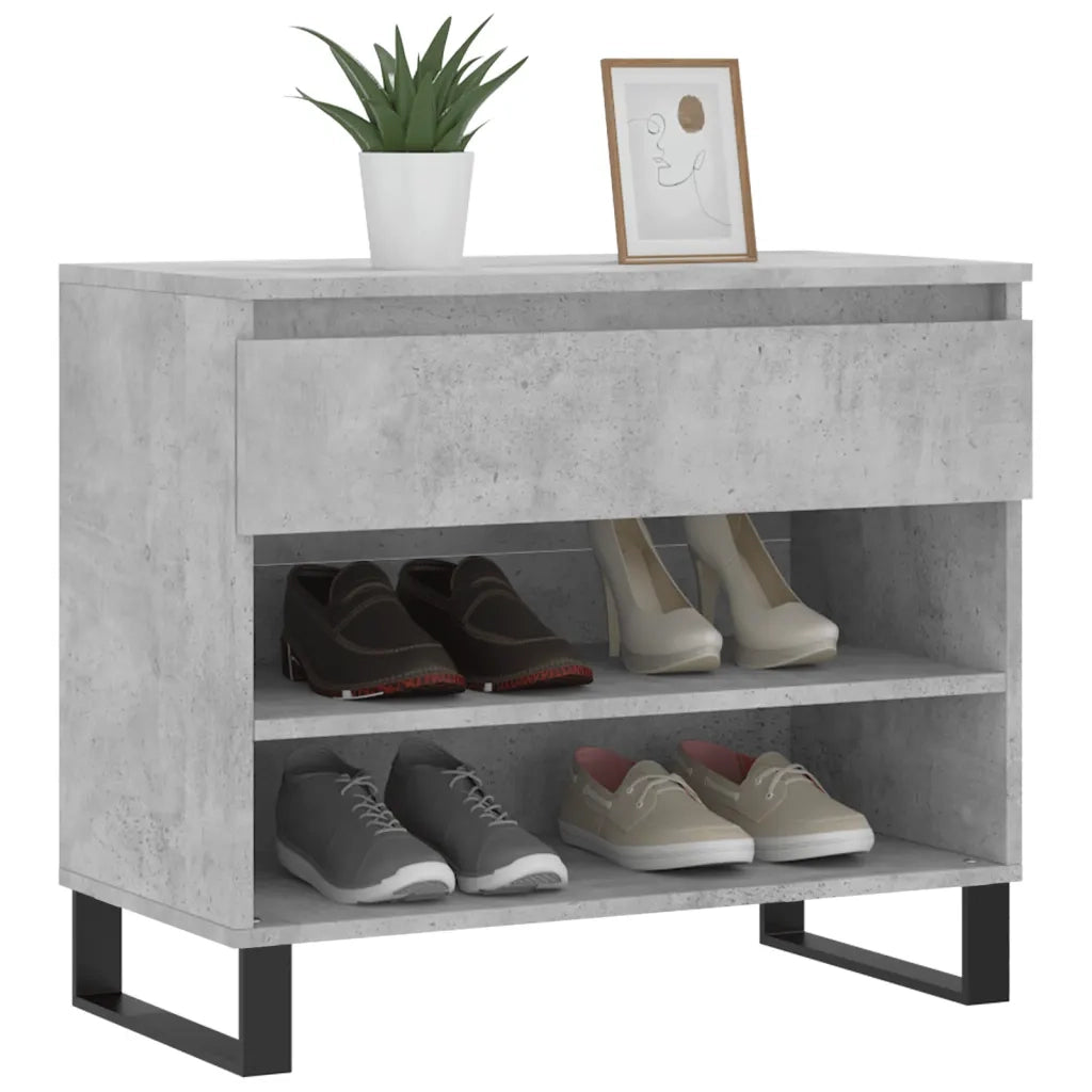 Scarpiera-Scaffale per scarpe Grigio Cemento 70x36x60 cm in Legno Multistrato 354662