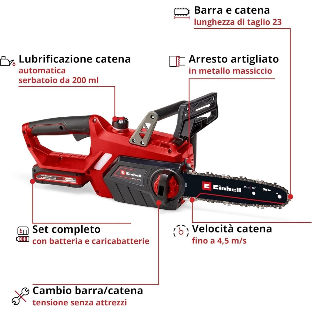 Einhell ELETTROSEGA A BATTERIA GE-LC 18/25-1 LI - KIT 3AH.