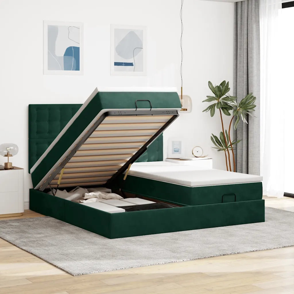 Struttura Letto Pouf con Materassi 200x200 cm Velluto 3313817