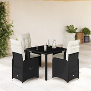Set BistrÃ² da Giardino 5 pz con Cuscini in Polyrattan Nero