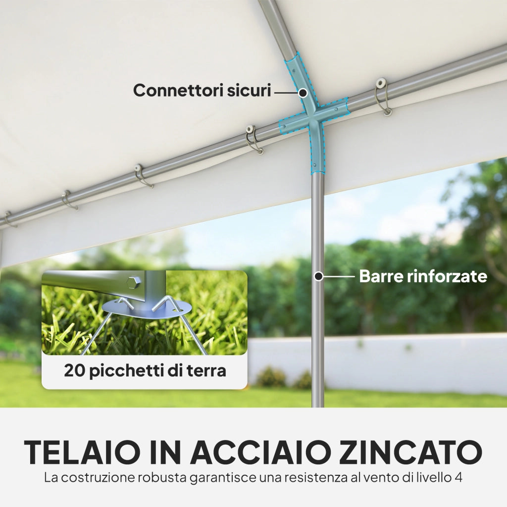 Tendone da Giardino 4x6 m ¨C zephmum ¨C Bianco, Acciaio, PE, 4 Pareti Laterali
