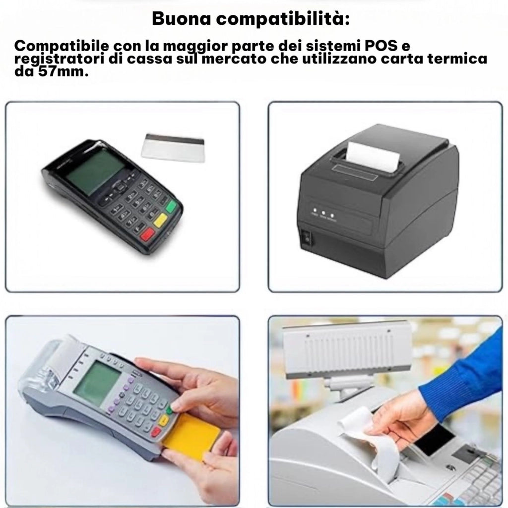 10 Rotoli Termici 57x30 mm carta termica registratore di cassa Senza BPA 10 Pezzi