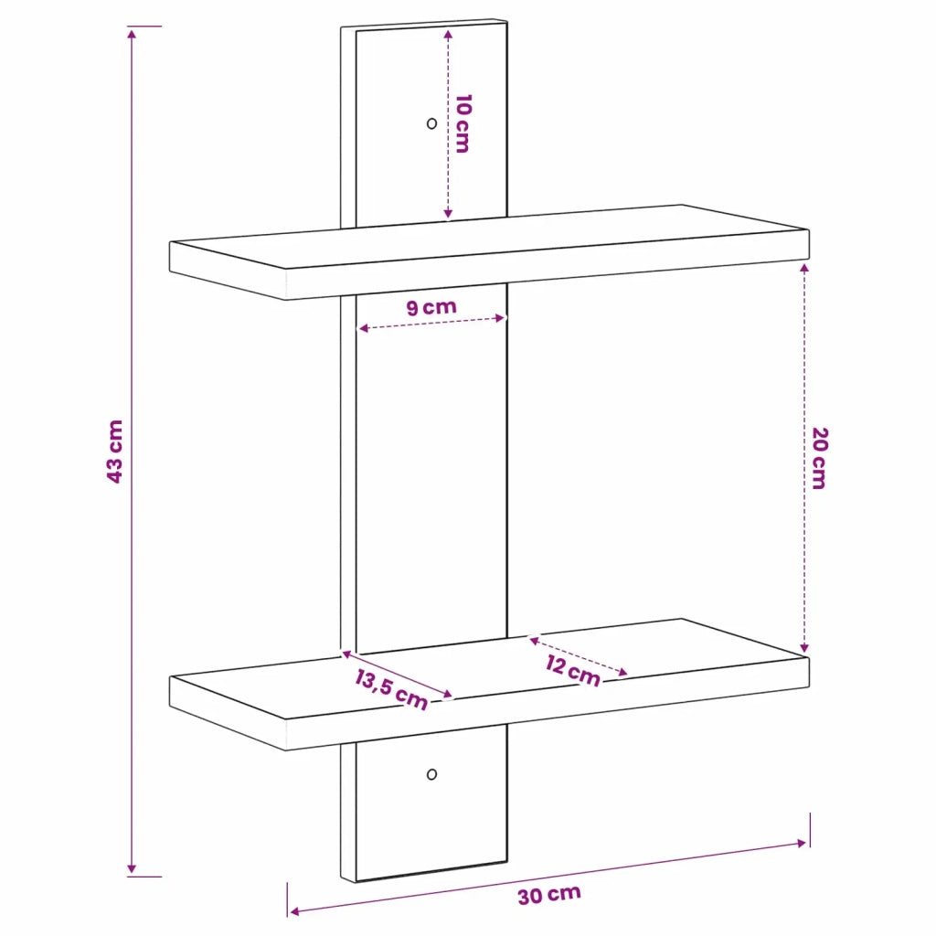 Scaffale da parete Rovere Fumo 30 x 13.5 x 43 cm 8020325