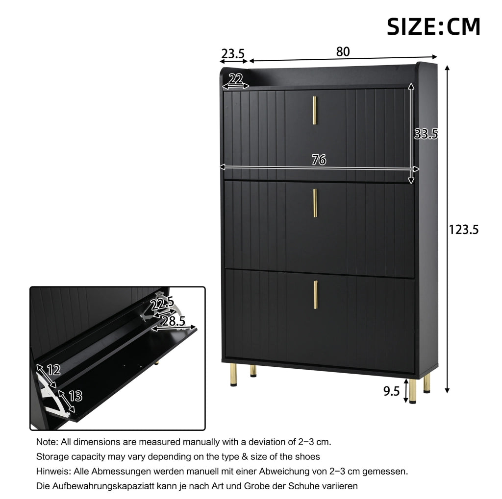 Set di 2 scarpiere nere in MDF 80×23×123,5 cm