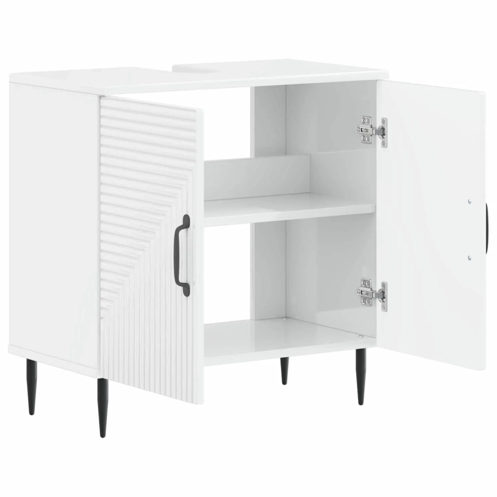 Armadio per Lavabo da Bagno HAARLEM Bianco Lucido 896789