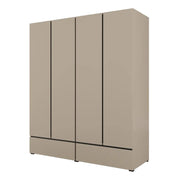Armadio HAVANA 180 cm – Beige e nero – 4 porte e 2 cassetti – Eleganza moderna e grande capacità di stoccaggio