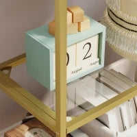 Scaffale Portaoggetti ad Arco a 5 Ripiani in Acciaio e Vetro Temperato, 60x30x175 cm, Oro