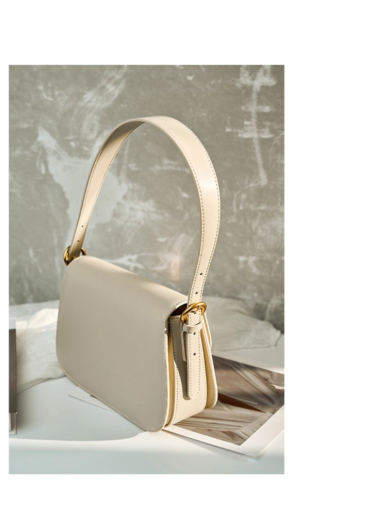 Borsa a tracolla da donna in vera pelle, colore bianco.