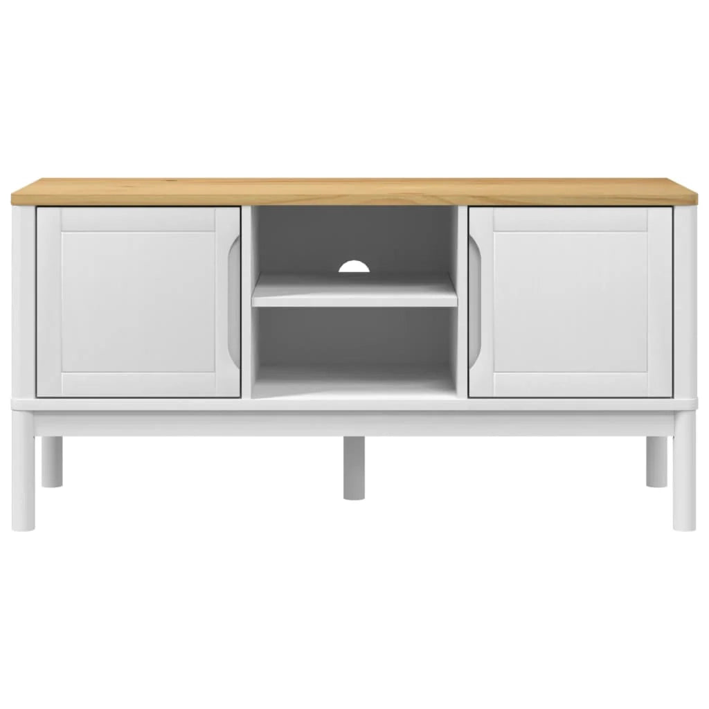 Mobile TV multimediale scaffale TV credenza mobile TV sala da pranzo soggiorno camera da letto FLORO 114 x 43 x 55 cm legno massello di pino bianco 02_0027621