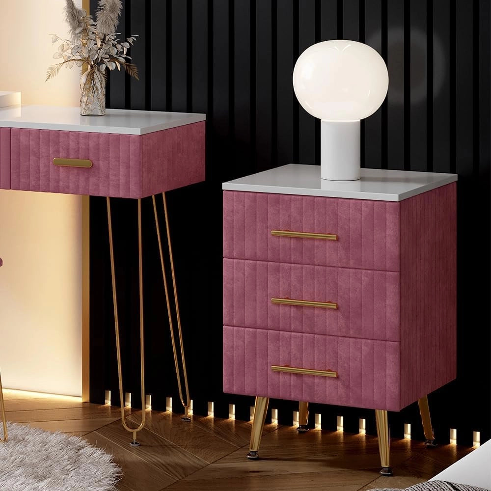 Comodino Velia, rosa, 41 x 62 cm Set di 2