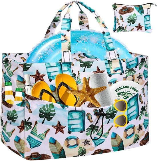 Borsa da spiaggia XXL con cerniera, borsa da bagno impermeabile per donne, grande famiglia, borsa da spiaggia pieghevole, leggera, resistente al sabbia, borsa da sauna per spiaggia, piscina, picnic, nuoto, vacanza