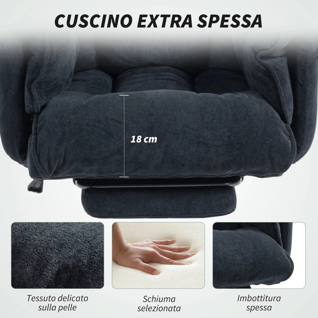 Sedia da Ufficio Reclinabile con Poggiapiedi e Ruote ¨C Zephmum ¨C Nero