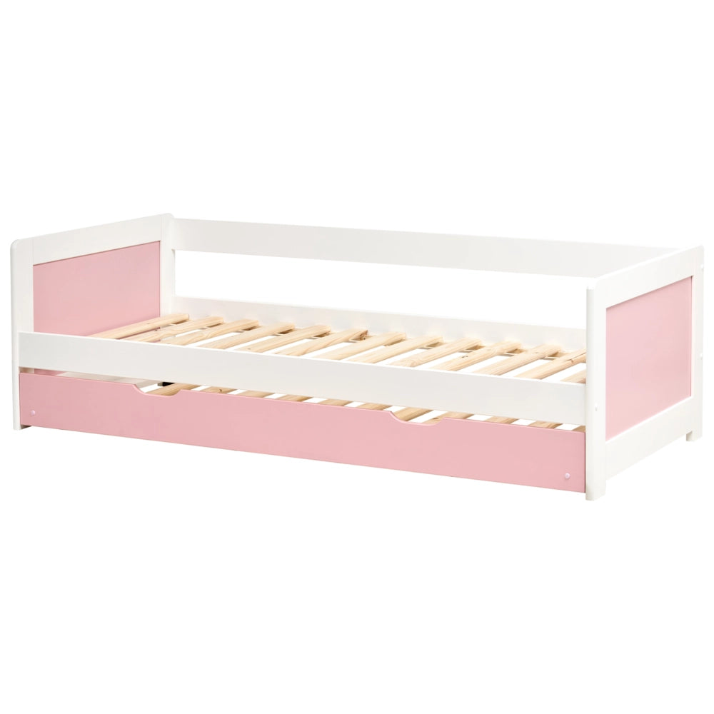 Letto a castello per bambini in legno di pino rosa struttura di dimensioni singole EU con telaio estraibile extra