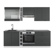 Cucina componibile Fame-Line Antracite rustico/Bianco 235 cm, PL Antracite Vicco