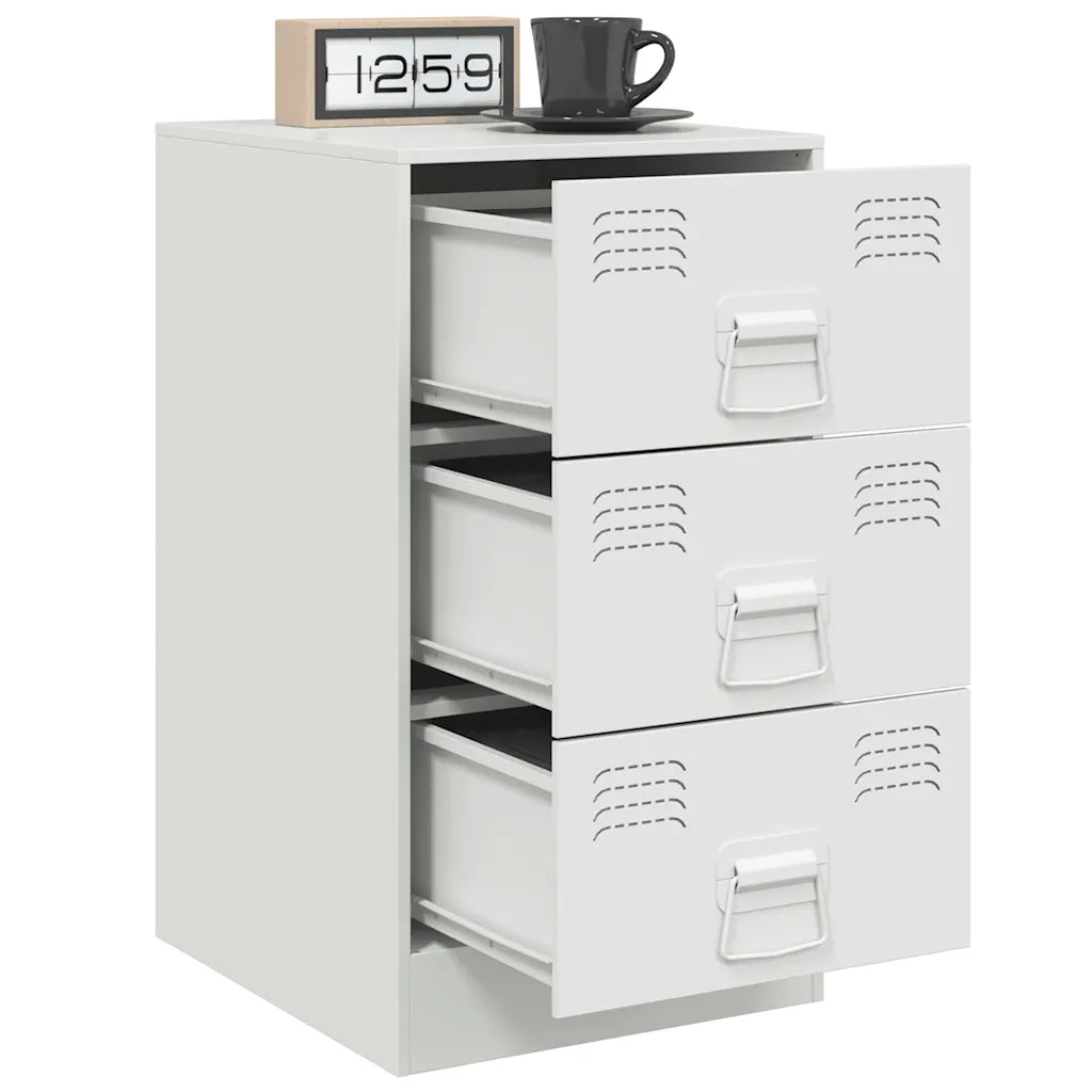 Comodino | Armadio da Notte | Mobiletto da notte Bianco 34,5x39x62 cm in Acciaio