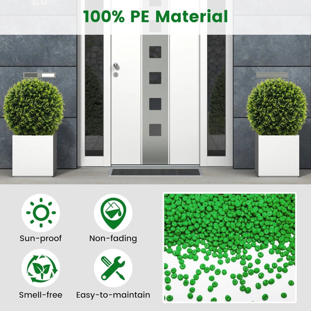 Set di 2 palline di cedro artificiale, piante sferiche finte, 55 cm, arbusti rotondi, verde, resistenti al sole, palline decorative per giardino, cortile, matrimonio e festa
