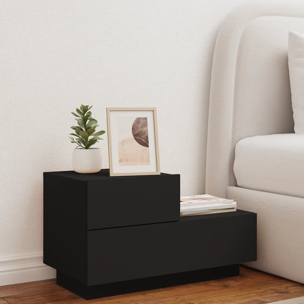 Comodino con Luci LED Nero 70x36x40,5 cm 836778