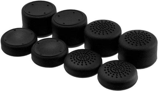 Coperture analogiche per controller PS5, PS4, Xbox Series X/S, Xbox One/Elite Series 2 & Switch Pro Controller - Set da 8 pezzi con piedini ergonomici in gomma (3 altezze)
