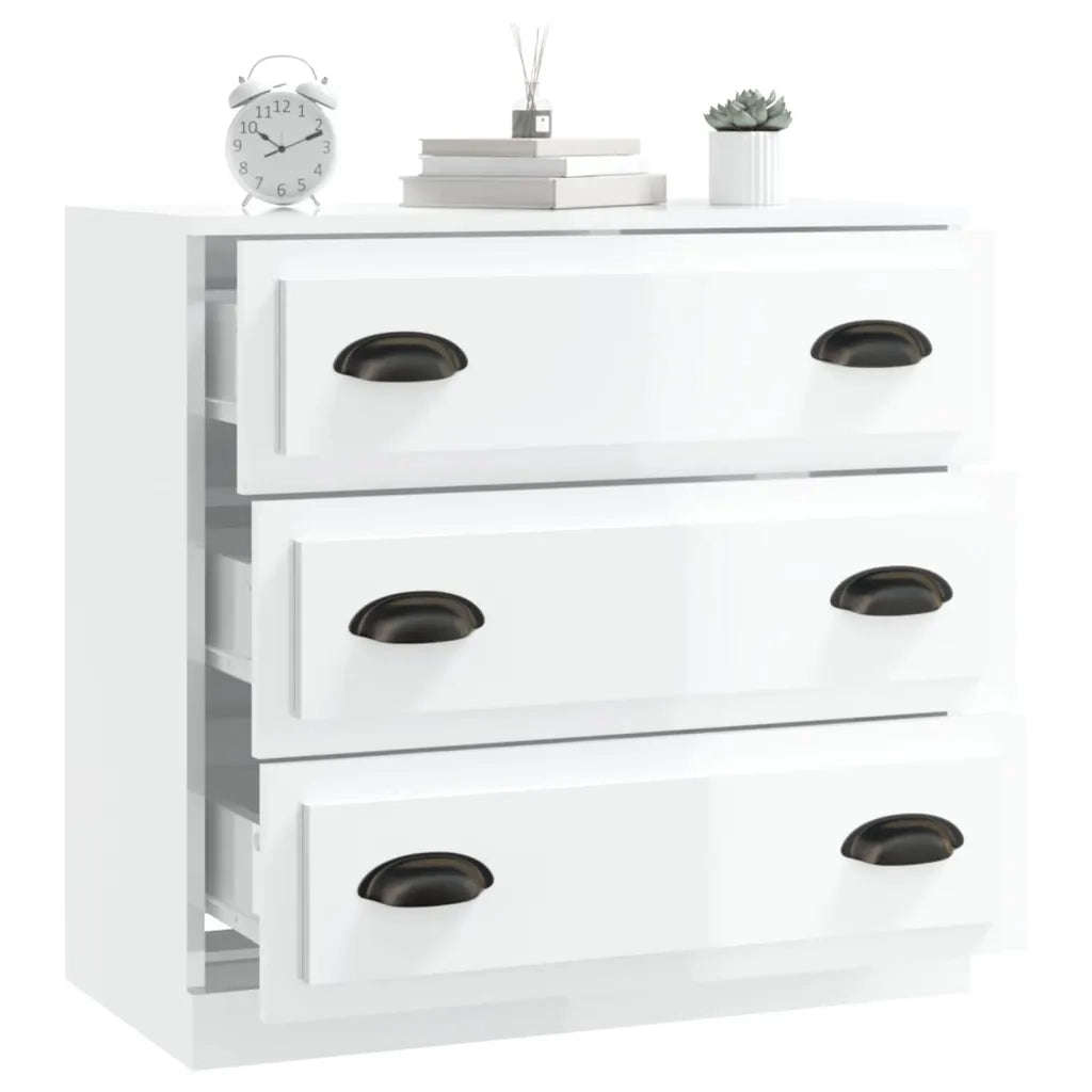 Credenza | Madia | Buffet da pranzo | Armadio da pranzo Bianco Lucido 70x35,5x67,5 cm in Legno Multistrato