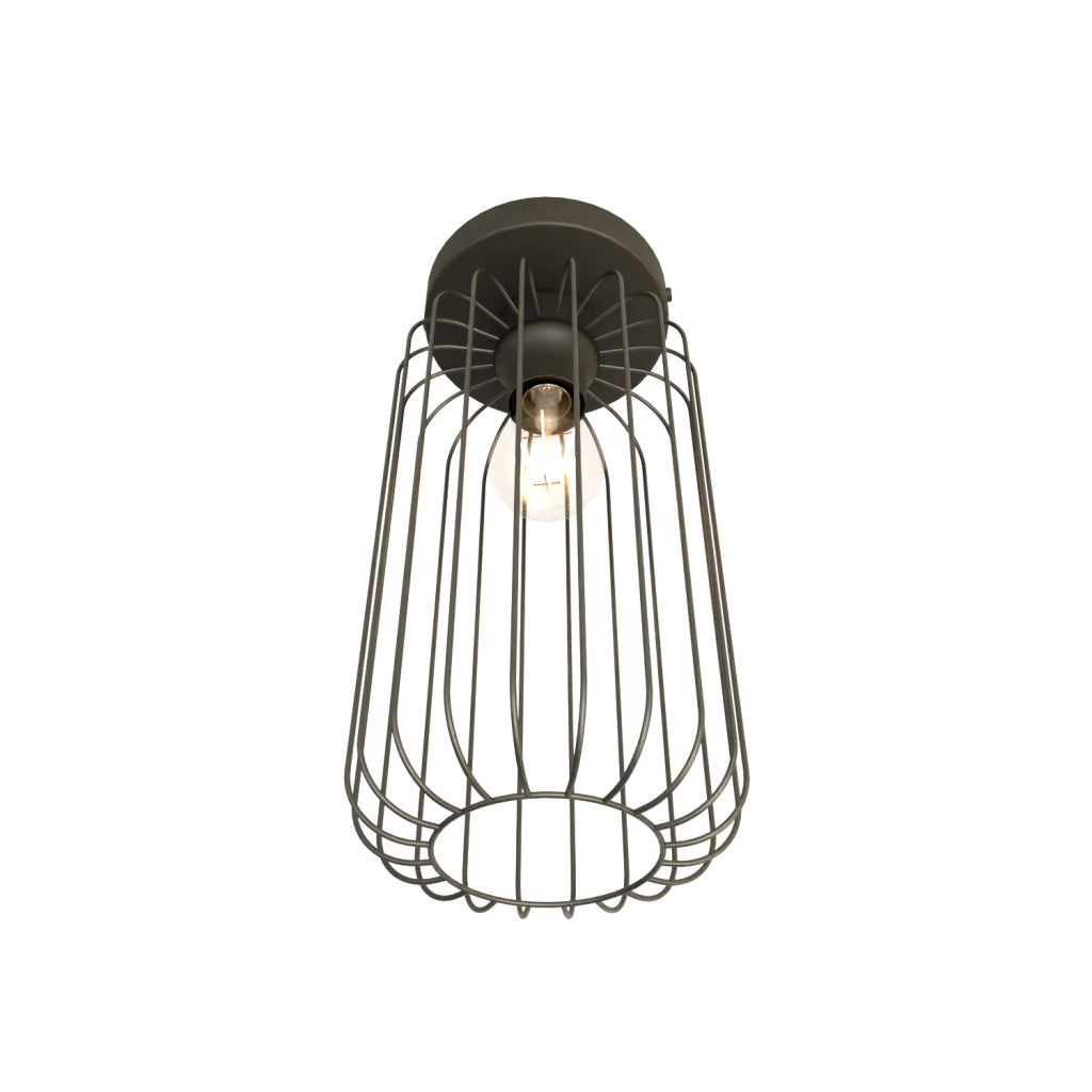 Plafonriera Minimal Industrial Vulcano 1 Luce Nera