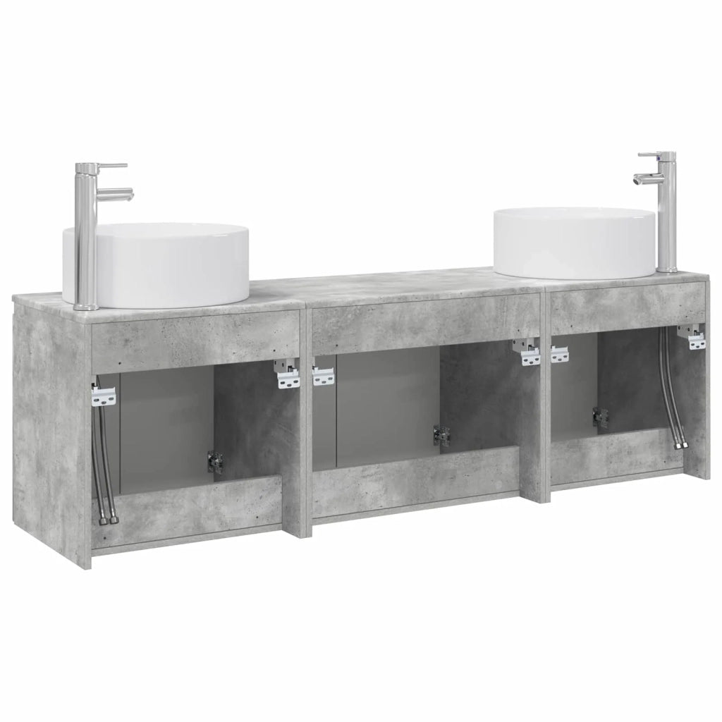 Set di Armadi da Bagno 3 pz Grigio Cemento 3405730