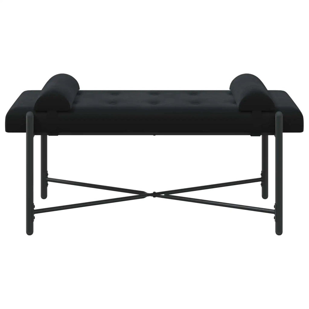 Panchina con bottoni e cuscini Nero 110 x 40 x 46 cm Velluto 42038391