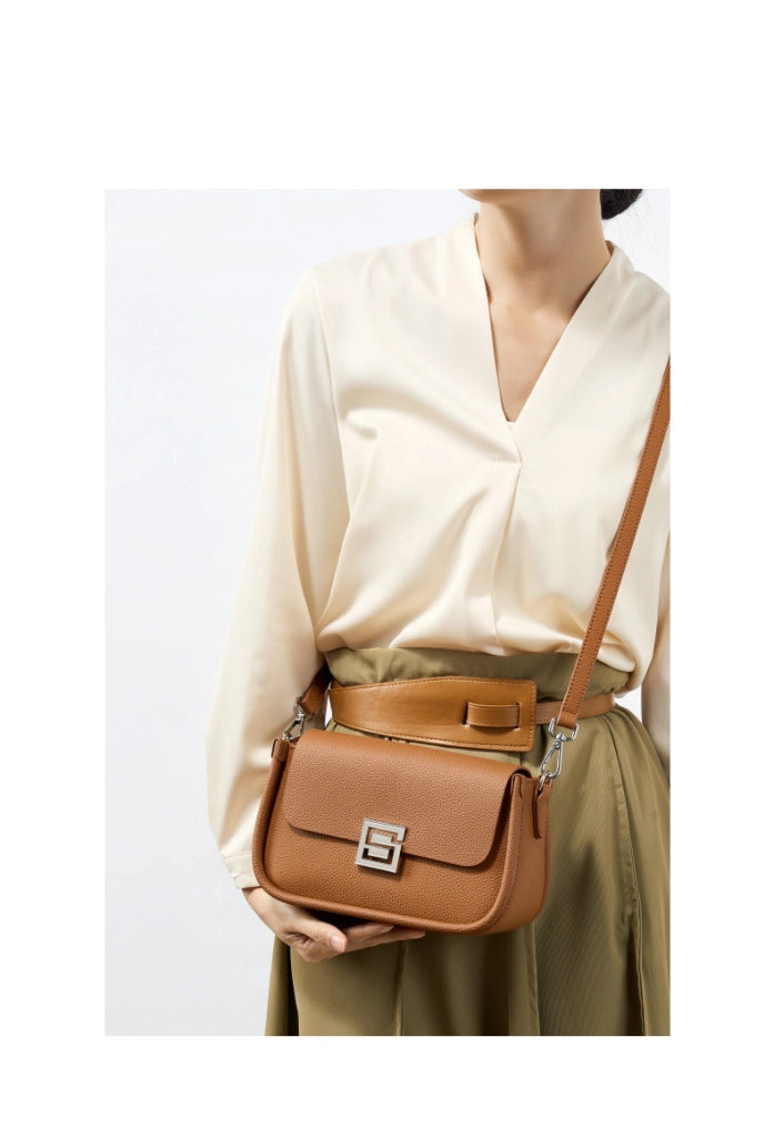 Borsa a tracolla da donna TOGO in vera pelle marrone