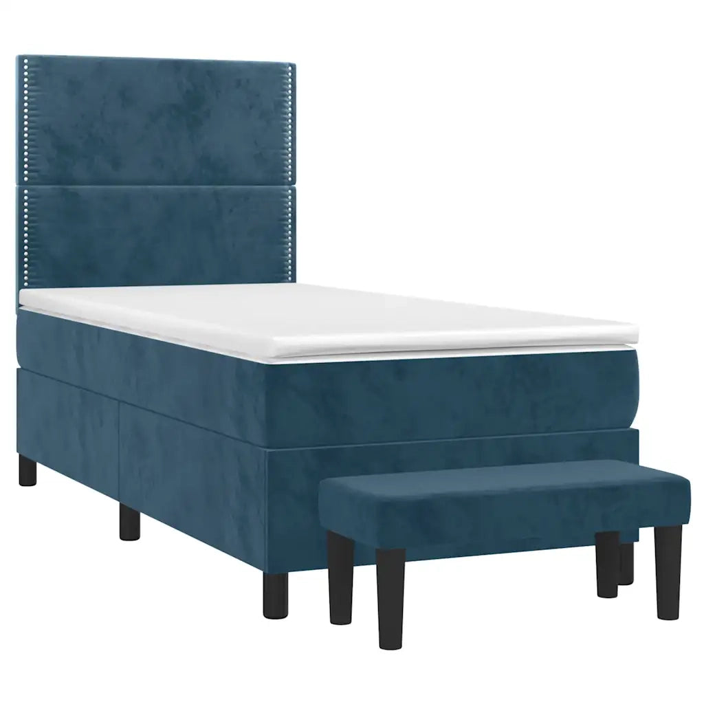 Giroletto a Molle con Materasso Blu Scuro 100x200 cm in Velluto