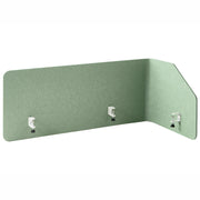 Parete divisoria angolare per scrivania Pannello in PET verde chiaro Morsetti di fissaggio in acciaio 120 x 60 x 50 cm Parete divisoria acustica Modulare Home Office