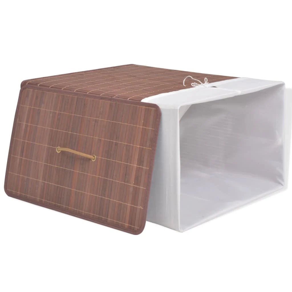 Cesto portabiancheria rettangolare 52 x 32 x 60 cm bambù marrone 02_0006202