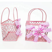 Trade Shop - 12pz Bomboniera Sacchetto Shoppers Metallo Rosa Portaconfetti Nascita Comunione -
