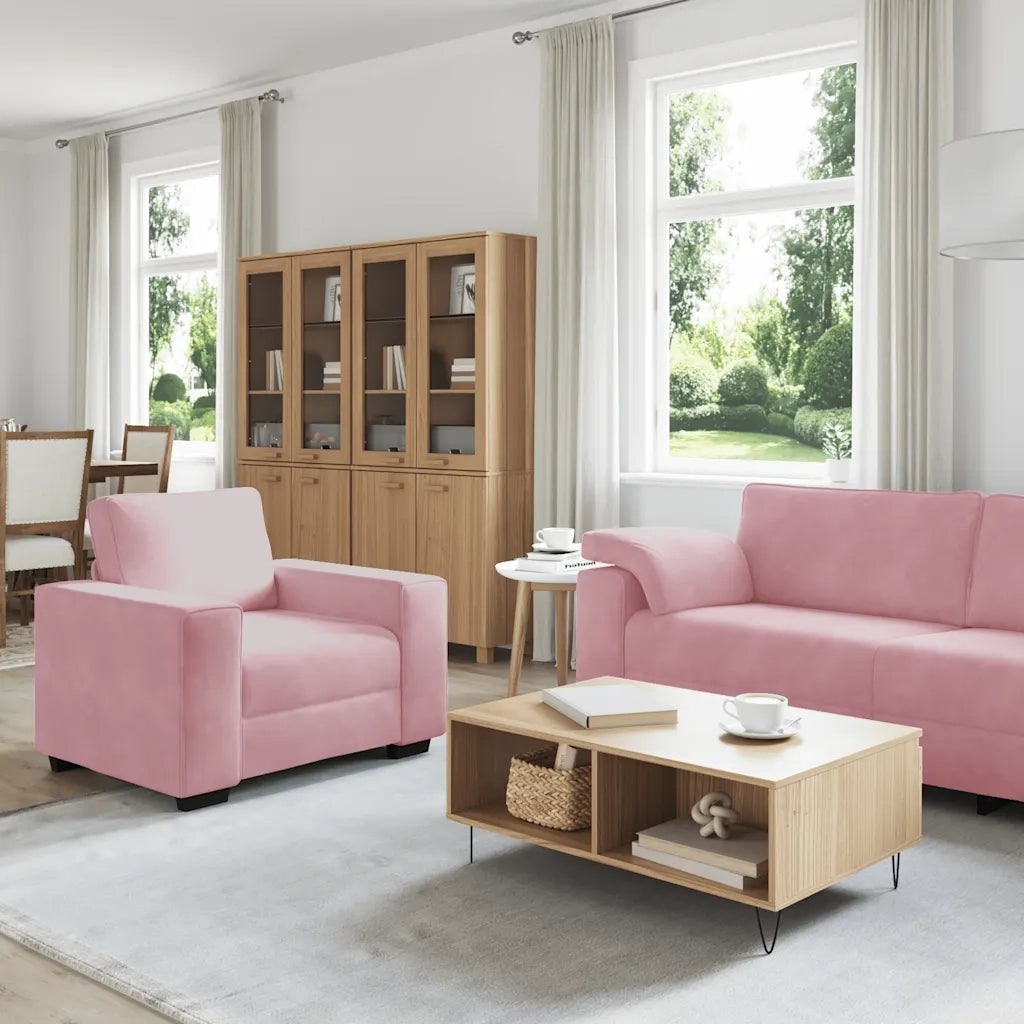 Set di Divani 3 pz con Cuscini rosa in Velluto 3324670