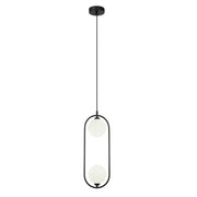 Lampada a sospensione moderna nera 2 sfere vetro Italux