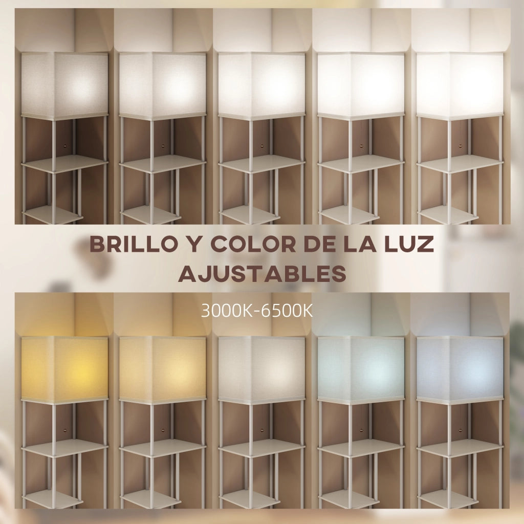 Lampada da Terra con Scaffale ¨C zephmum ¨C Bianco 3000K-6500K