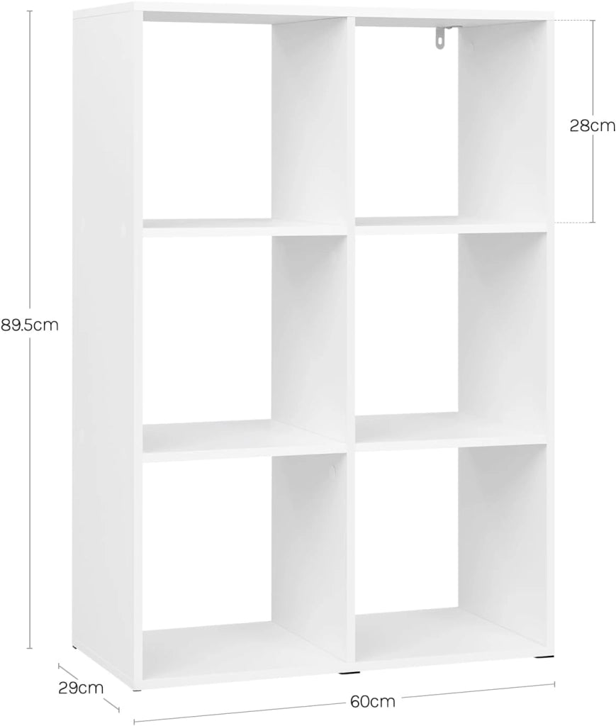 Libreria a 6 Cubi, Scaffale di Stoccaggio a 3 Livelli, Libreria Verticale, Scaffale Divisorio, Mobile di Stoccaggio per Soggiorno/Camera da Letto, Bianco, SK054ws