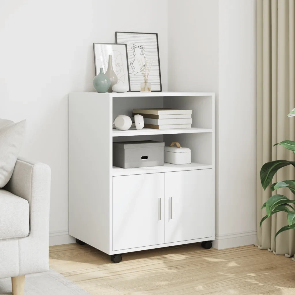 Mobiletto con Ruote Bianco 60x48x81 cm in Truciolato CFW2152424