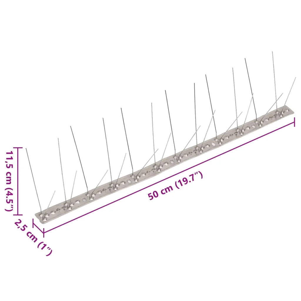 Set Dissuasori per Uccelli e Piccioni 20 pz Acciaio 4 File 10 m 149131