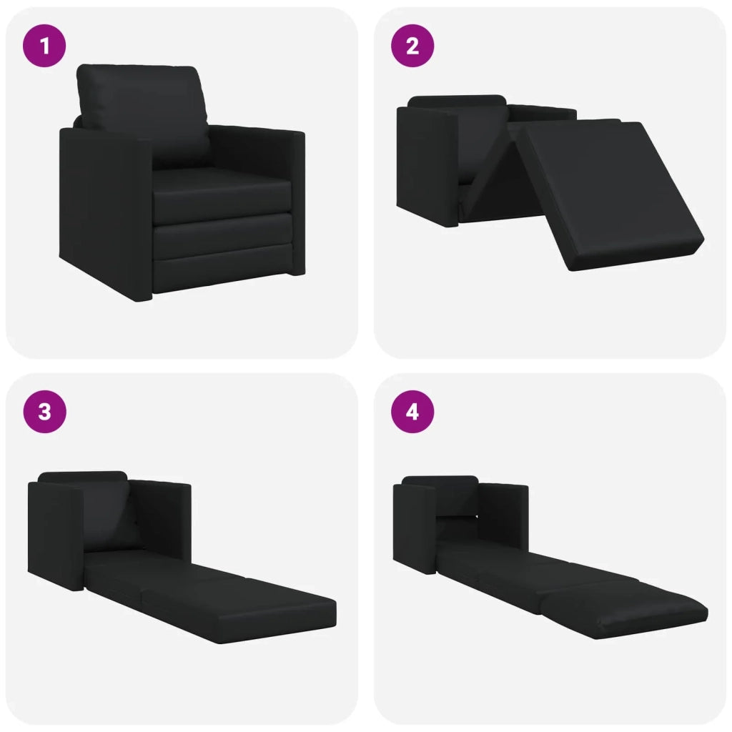Divano letto 60cm Nero Pelle Artificiale 4106635