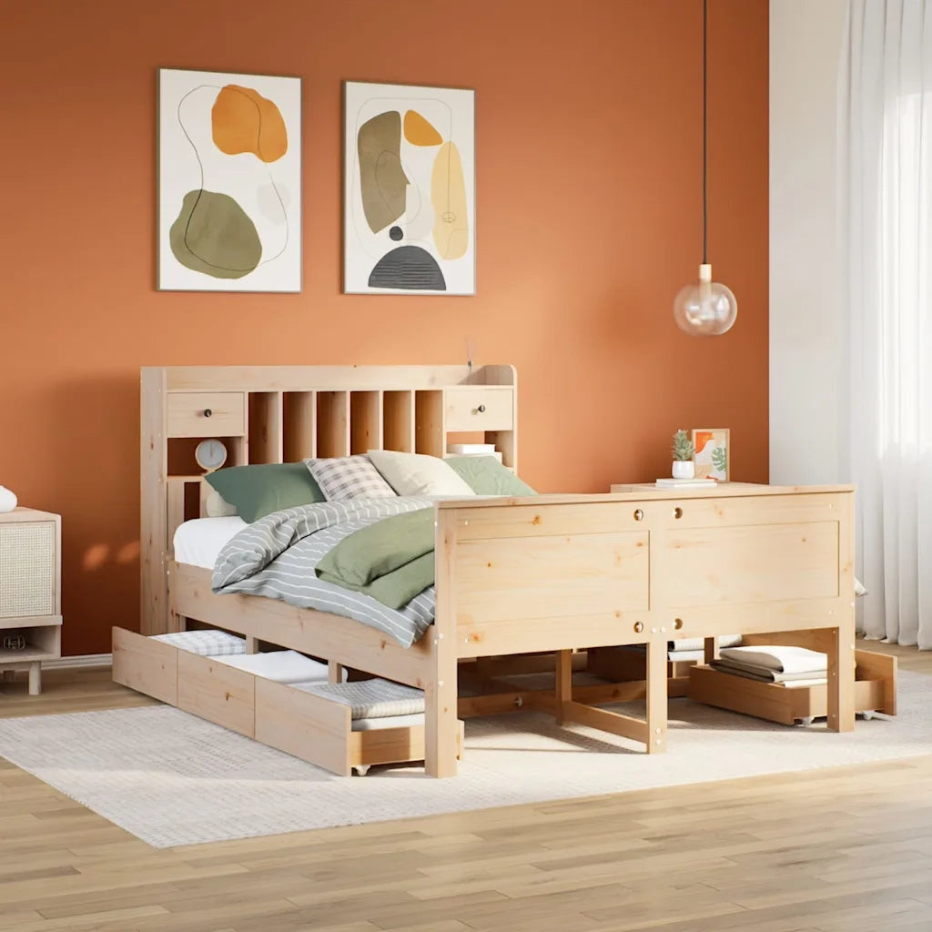 Letto Libreria senza Materasso 140x190 cm in Legno di Pino 3308933