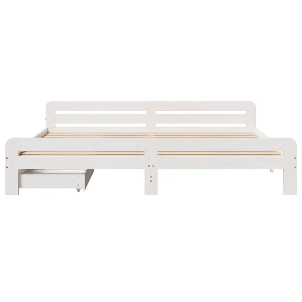 Giroletto senza Materasso Bianco 200x200 cm Legno Massello Pino 3309027