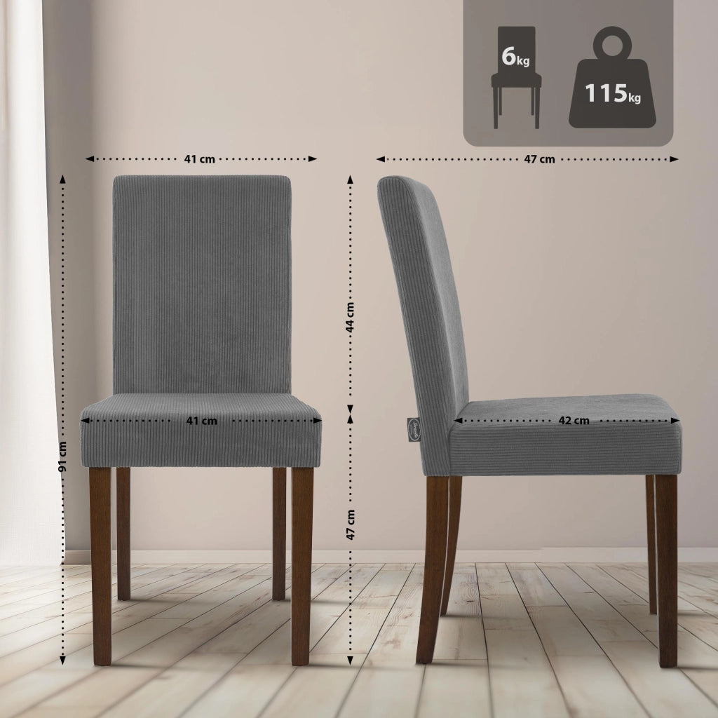 Set di 2 sedie per sala da pranzo Ina Cord anticate scure 4