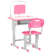 EasyComfort Set Scrivania e Sedia per Bambini 6-12 Anni ad Altezza Regolabili, Banco Scuola con Lampada, Cassetto, Gancio, Portapenne e Leggio, Set Banco con Sedia per Bambini in Acciaio e MDF, Rosa
