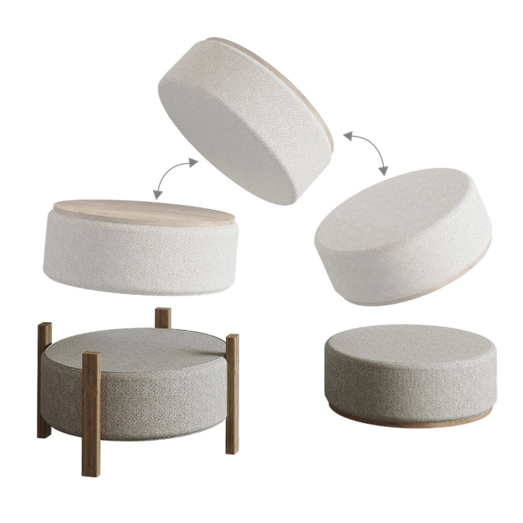 Pouf in legno "Clone" - 47 x 48 x 45 cm - Beige