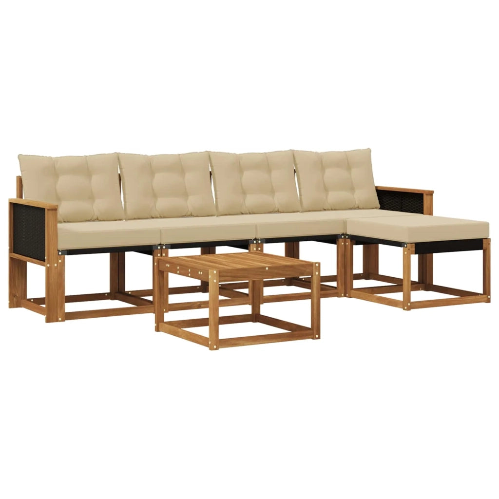 Set di divani da esterno 6 pz Naturale e Beige 3381897