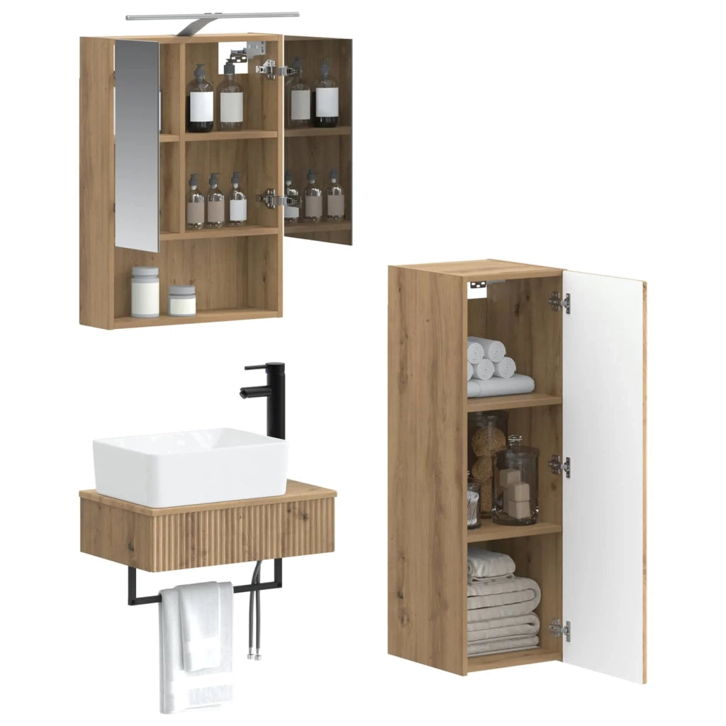 Set di Armadi da Bagno 4 pcs Rovere Artigianale 3407398
