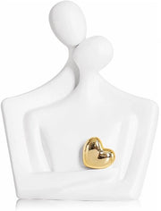 Disegno abbracciante di una coppia, mini-disegno di coppia, figure astratte, oggetti decorativi per TV e salotti, camere da letto. Regali romantici per San Valentino, un anniversario o un compleanno. (Bianco, L)