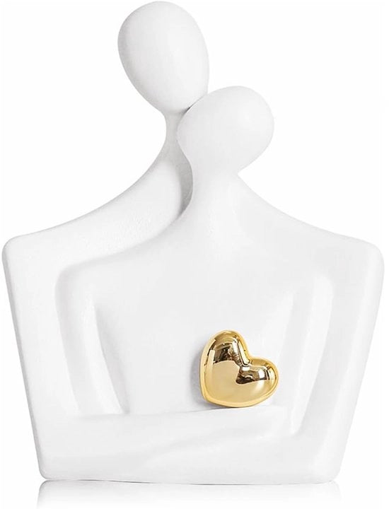 Disegno abbracciante di una coppia, mini-disegno di coppia, figure astratte, oggetti decorativi per TV e salotti, camere da letto. Regali romantici per San Valentino, un anniversario o un compleanno. (Bianco, L)