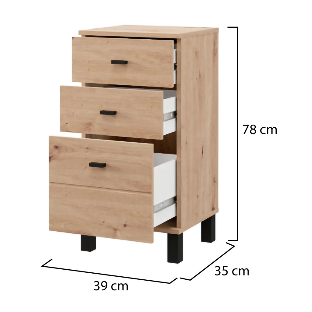 Madia Vilcab, Credenza un Ripiano, 39x35x78h cm Marrone Rovere Nodi