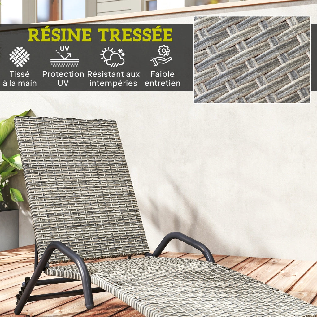 Chaise Longue in Resina Intrecciata ¨C zephmum ¨C Marrone 156x62x96cm